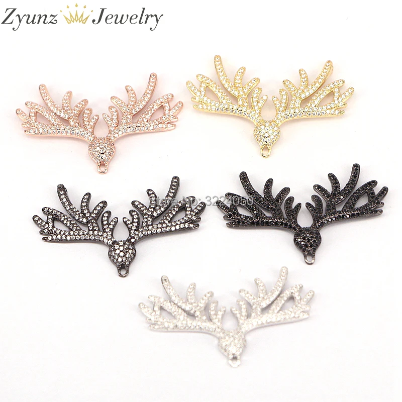 5PCS ZYZ174-8899 Hot Sale Design Micro Pave CZ Deer Antler Pendant Christmas Jewelry | Украшения и аксессуары