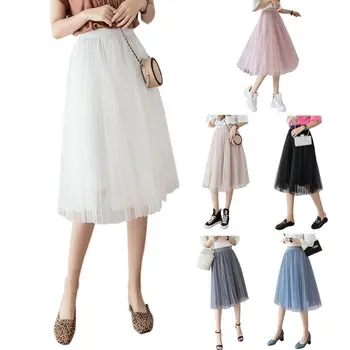 Women High Waist Layered Mesh Pleated Knee Length A-Line Skirt Pleated Tulle Korean Plain Solid Color Fancy Casual Party Skirt
Women High Waist Layered Mesh Pleated Knee Length A-Line Skirt Pleated Tulle Korean Plain Solid Color Fancy Casual Party Skirt