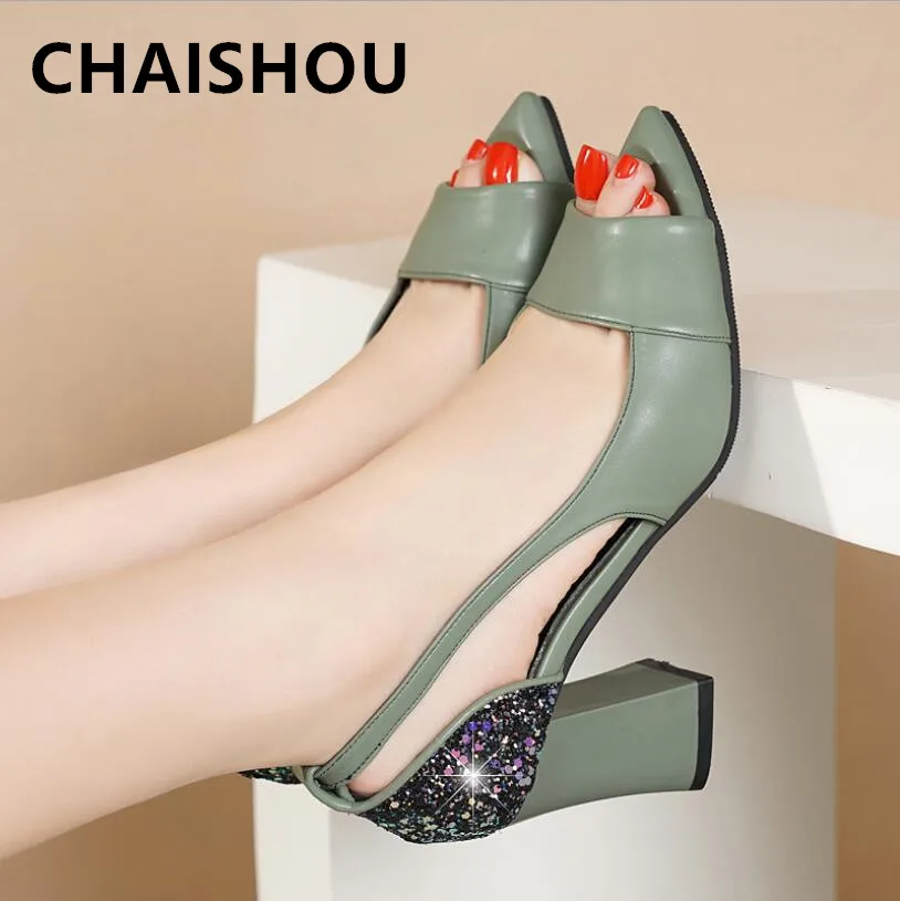 CHAISHOU 2019 Spring Summer new PU Fish mouth shoes female thick heel set foot side thick with high heel women's sandals B-442
CHAISHOU 2019 Spring Summer new PU Fish mouth shoes female thick heel set foot side thick with high heel women's sandals B-442