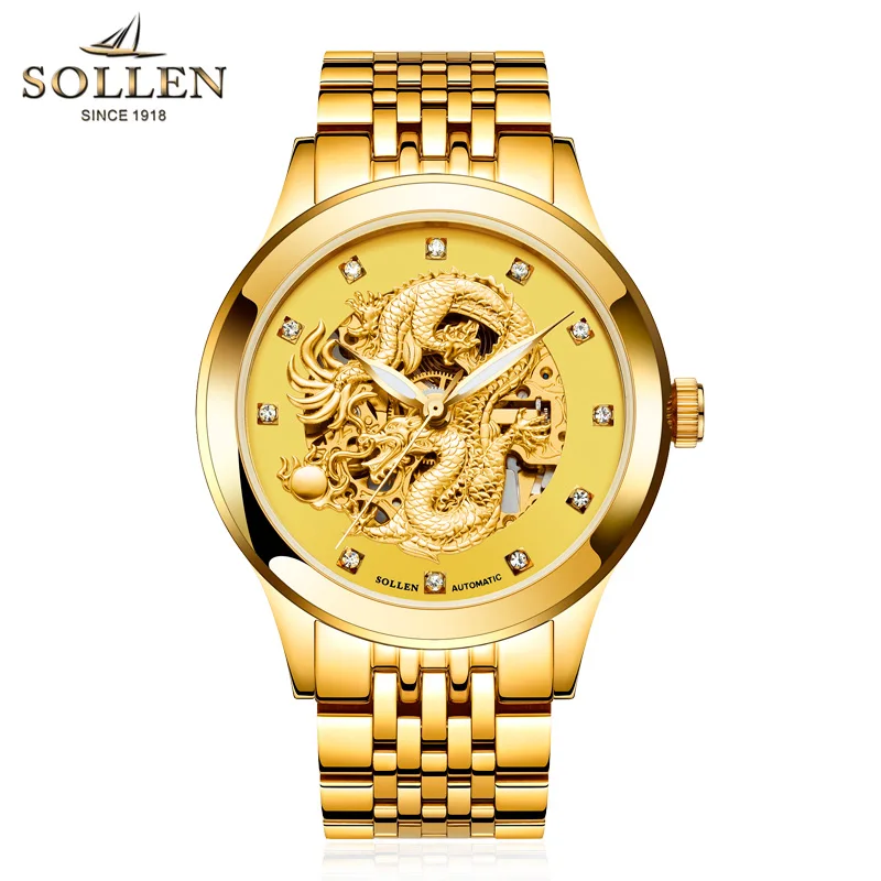 Reloj Hombre Luxury Brand SOLLEN Men Watch Dragon Stainless Steel Automatic Mechanical Watches Designer Watches Montre Homme
Reloj Hombre Luxury Brand SOLLEN Men Watch Dragon Stainless Steel Automatic Mechanical Watches Designer Watches Montre Homme