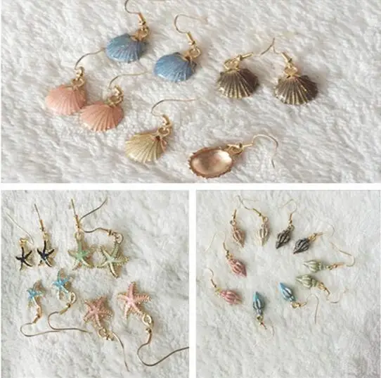 Sea fairy tale Vintage alloy conch shell starfish fashion simple alloy drop oil Beach accessories female earrings jewelry 1 pair
Sea fairy tale Vintage alloy conch shell starfish fashion simple alloy drop oil Beach accessories female earrings jewelry 1 pair