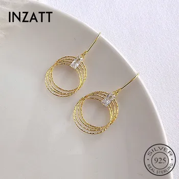 INZATT Real 925 Sterling Silver Geometric Round Zircon Dangle Drop Earrings For Charming Women Wedding Fine Jewelry Cute Gift 
INZATT Real 925 Sterling Silver Geometric Round Zircon Dangle Drop Earrings For Charming Women Wedding Fine Jewelry Cute Gift