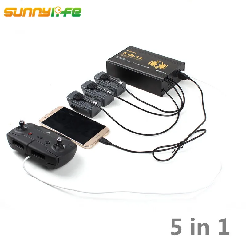 

5 In 1 For DJI Spark Parallel Charger Charging 3 Pcs Battery Remote Controller Ports Smartphone Dual USB Port with US / EU Plug