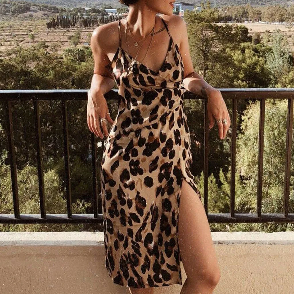 2019 Summer Women's Dress Sexy Leopard V-Neck Ladies Mid Dress Knee-Length Strap Female Splice Dress Party Dress
2019 Summer Women's Dress Sexy Leopard V-Neck Ladies Mid Dress Knee-Length Strap Female Splice Dress Party Dress