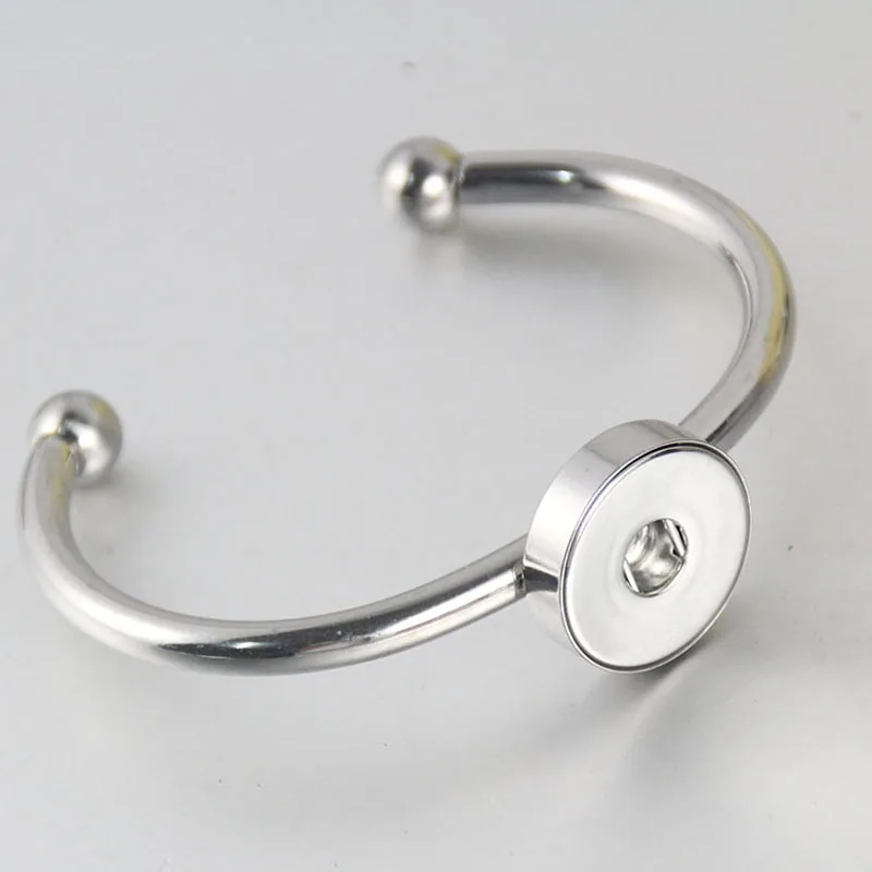 High Quality Fashion Women Men's Real Stainless Steel Cuff Bangels Diy Snap Button Bangles Bracelets Fit 18mm DIY Snaps Jewelry |