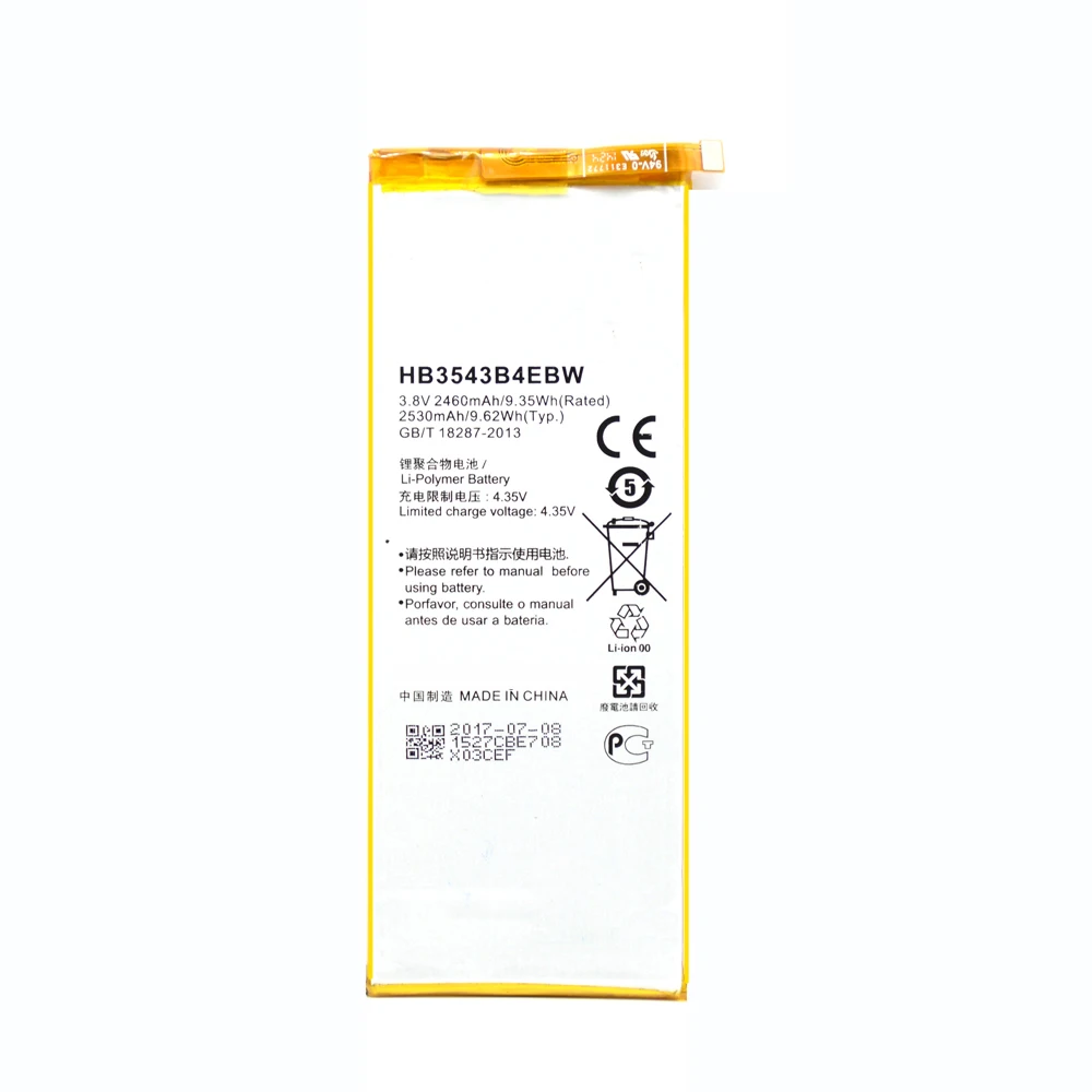 Phone Built in Batterys 2460mAh Replacement Battery HB3543B4EBW for Huawei Ascend P7 P7-L07 L09 L00 L10 L05 L11 +free Tools
Phone Built in Batterys 2460mAh Replacement Battery HB3543B4EBW for Huawei Ascend P7 P7-L07 L09 L00 L10 L05 L11 +free Tools