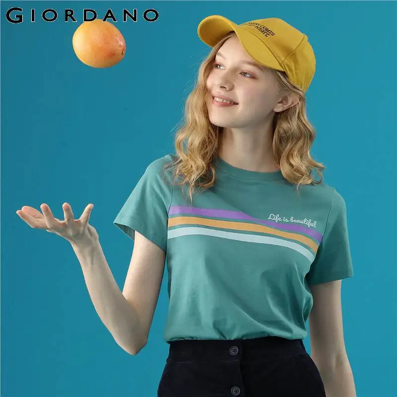 Giordano Women Tshirt Women Colorful Stripes 100% Cotton Soft Fabric Short-sleeve Tshirts Women Summer Blusas Femininas
Giordano Women Tshirt Women Colorful Stripes 100% Cotton Soft Fabric Short-sleeve Tshirts Women Summer Blusas Femininas