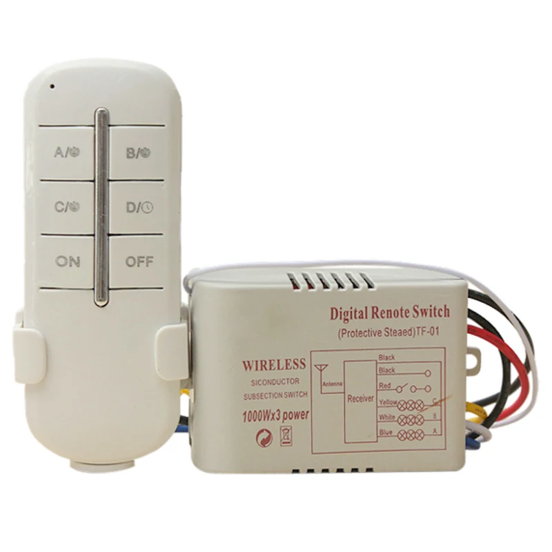 TUOXIN Wireless 3 Channel ON / OFF 220V lamp switch remote control wireless transceiver White
TUOXIN Wireless 3 Channel ON / OFF 220V lamp switch remote control wireless transceiver White
