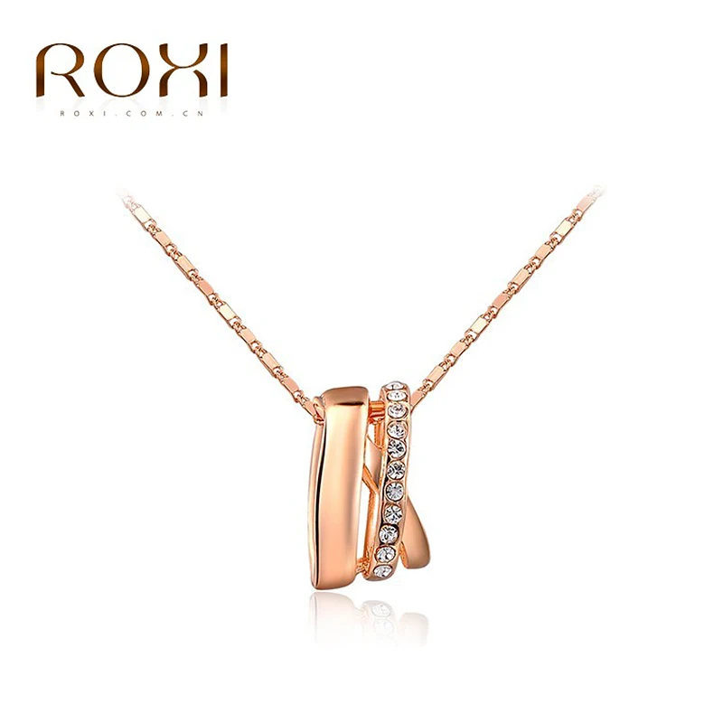 Image ROXI Christmas Gift New Fashion Jewelry Rose Gold Plated Statement Elegant Fence Necklace Women Party Wedding Free Shipping