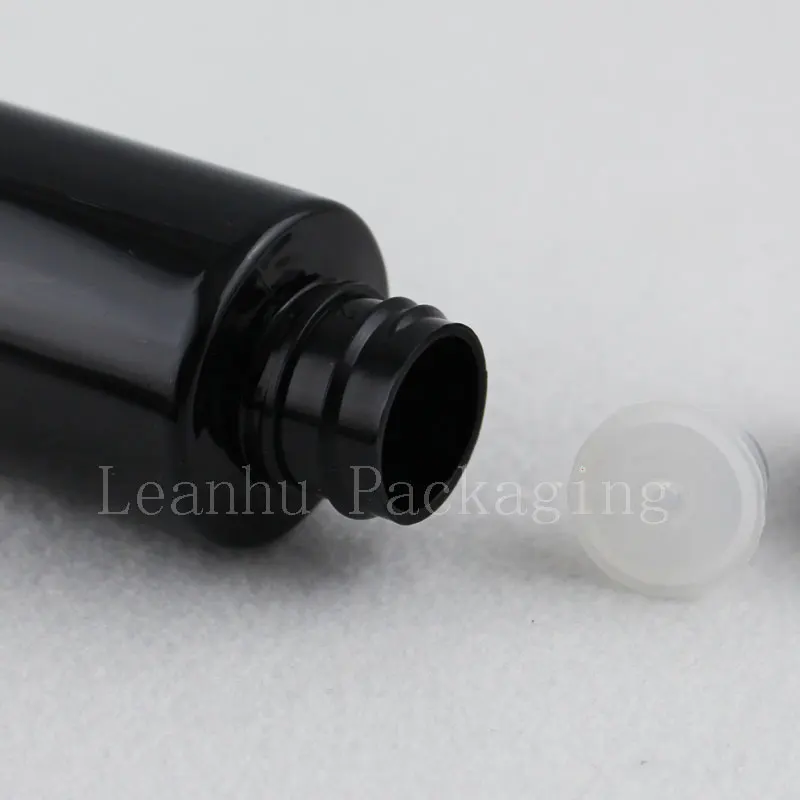 100ml black bottle with silver screw caps (2)
