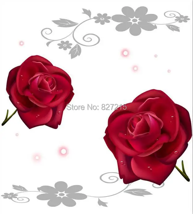 Фото R-2828 потолочная пленка из ПВХ с красной розой/красная роза белой задней