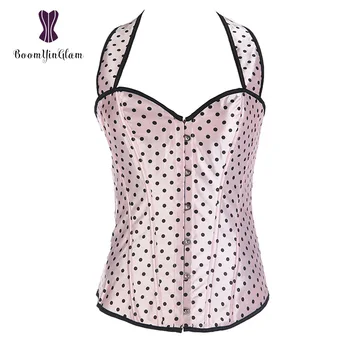 High quality 3 colors choices metal busk clips polka dot halterneck women overbust bustiers and corsets with g string 872#
High quality 3 colors choices metal busk clips polka dot halterneck women overbust bustiers and corsets with g string 872#