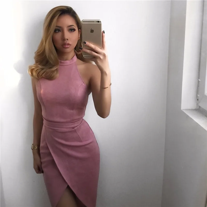 Joyfunear 2018 Fashion sexy leather suede bodycon dress Women elegant tie up waistband vintage dress Party Halter Summer Dresses
Joyfunear 2018 Fashion sexy leather suede bodycon dress Women elegant tie up waistband vintage dress Party Halter Summer Dresses