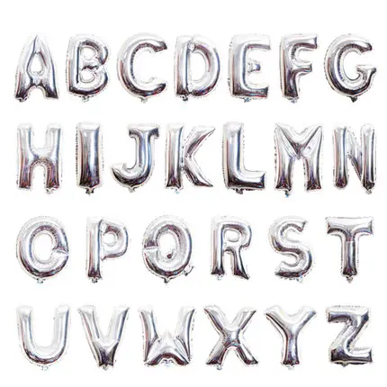 1pcs 16inch silver letters Balloons A to Z Alphabet Foil baloes Birthday New year party Wedding Decoration Event&Party supplies
1pcs 16inch silver letters Balloons A to Z Alphabet Foil baloes Birthday New year party Wedding Decoration Event&Party supplies
