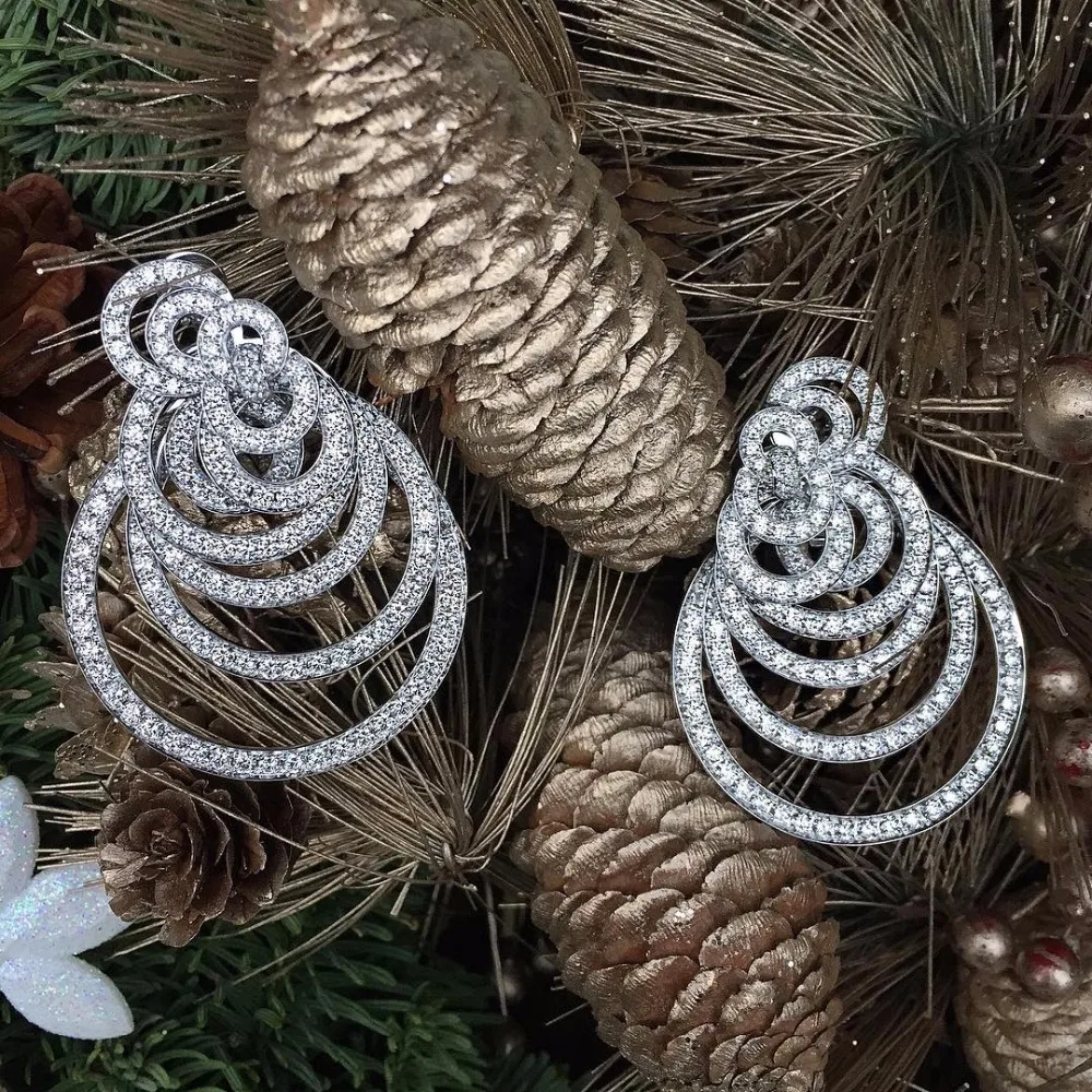 Luxury AAA cubic zirconia pave setting water drop multi-layered clear stone earrings,
Luxury AAA cubic zirconia pave setting water drop multi-layered clear stone earrings,