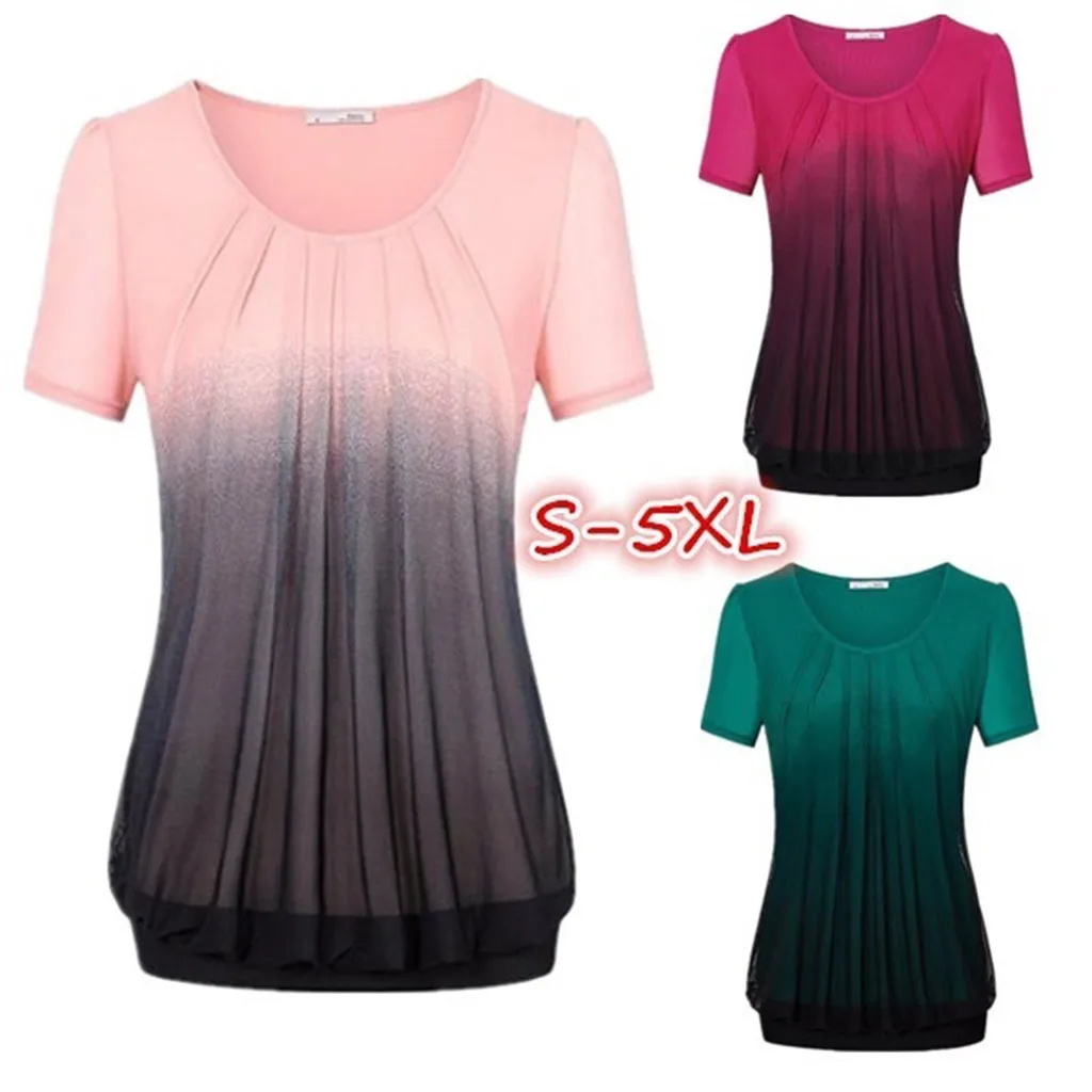 Women Casual Shirt Gradient Printed Pleated Plus Size Tribal plus size T-shirt Tops Fashion t shirt women camisas mujer Dropship
Women Casual Shirt Gradient Printed Pleated Plus Size Tribal plus size T-shirt Tops Fashion t shirt women camisas mujer Dropship