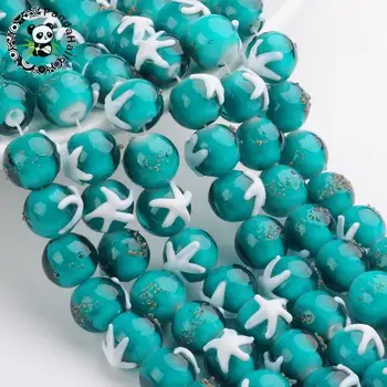 Handmade Lampwork Beads Round with Starfish Pattern LightSeaGreen 11~12x12~13mm Hole: 1mm about 12pcs/box
Handmade Lampwork Beads Round with Starfish Pattern LightSeaGreen 11~12x12~13mm Hole: 1mm about 12pcs/box