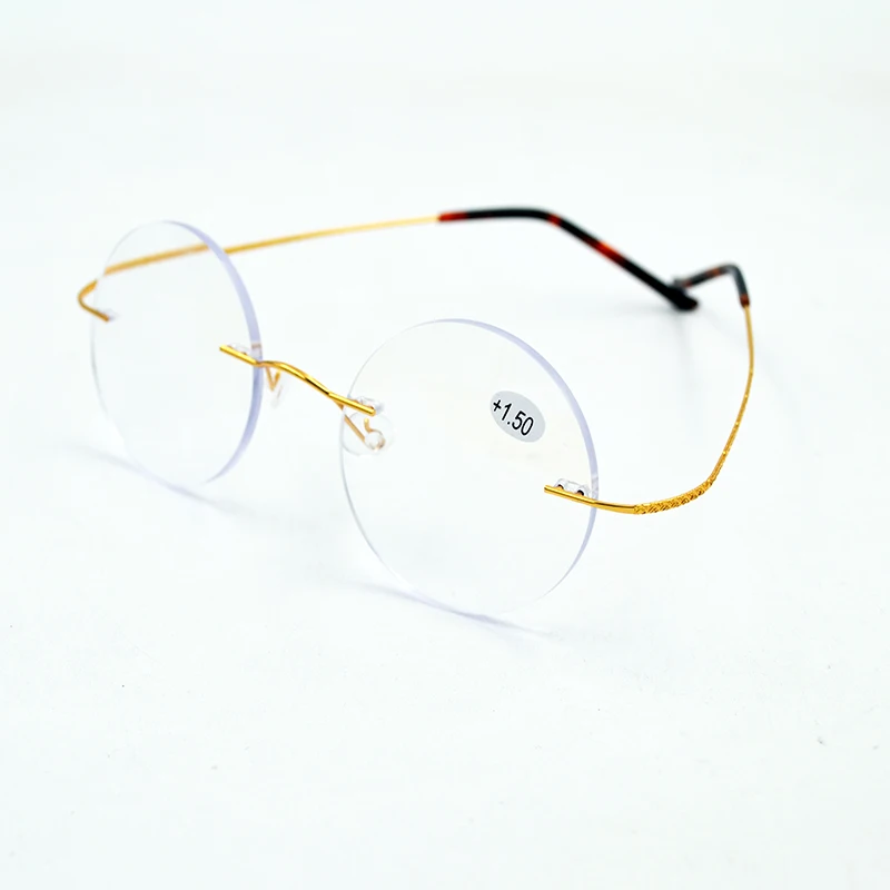 2018 New Anti-Blu-Ray Titanium Rimless Round Gold Reading Glasses Circle Readers With Leather Case
2018 New Anti-Blu-Ray Titanium Rimless Round Gold Reading Glasses Circle Readers With Leather Case