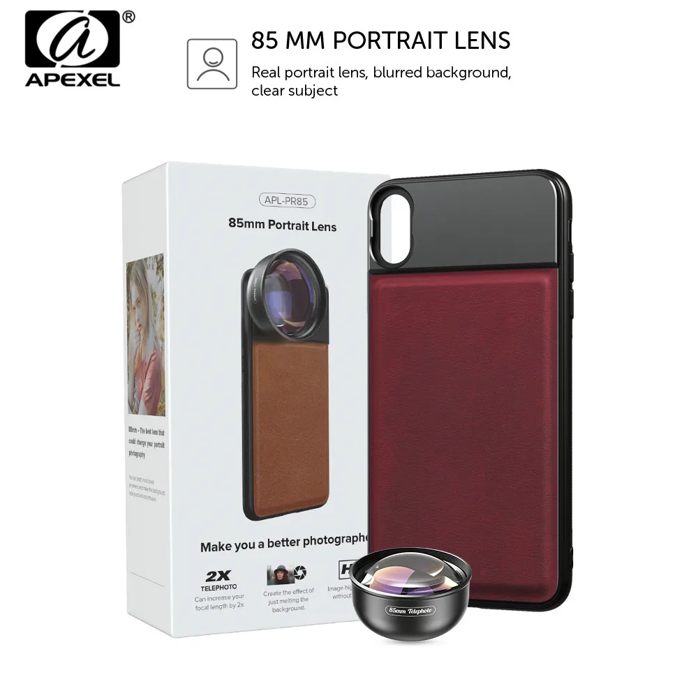 APEXEL HD 85mm Full Frame 3X Telephoto Lens Phone Camera Lens Mobile Lens With 17mm Cellphone Case For iPhone X Samsung Xiaomi 9
APEXEL HD 85mm Full Frame 3X Telephoto Lens Phone Camera Lens Mobile Lens With 17mm Cellphone Case For iPhone X Samsung Xiaomi 9