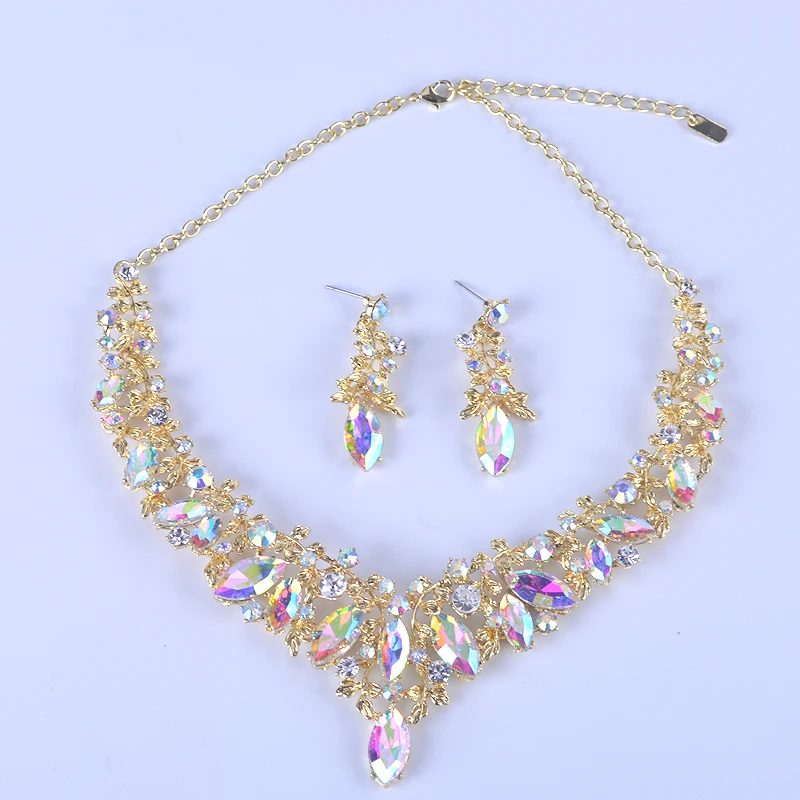Fashion Crystal Indian Necklace Earring Jewelry Sets For Women Brides Bridal Wedding Party Costume Jewellery Accessories 1 Mallzona Fashion Crystal Indian Necklace Earring Jewelry Sets For Women Brides Bridal Wedding Party Costume Jewellery Accessories Mallzona