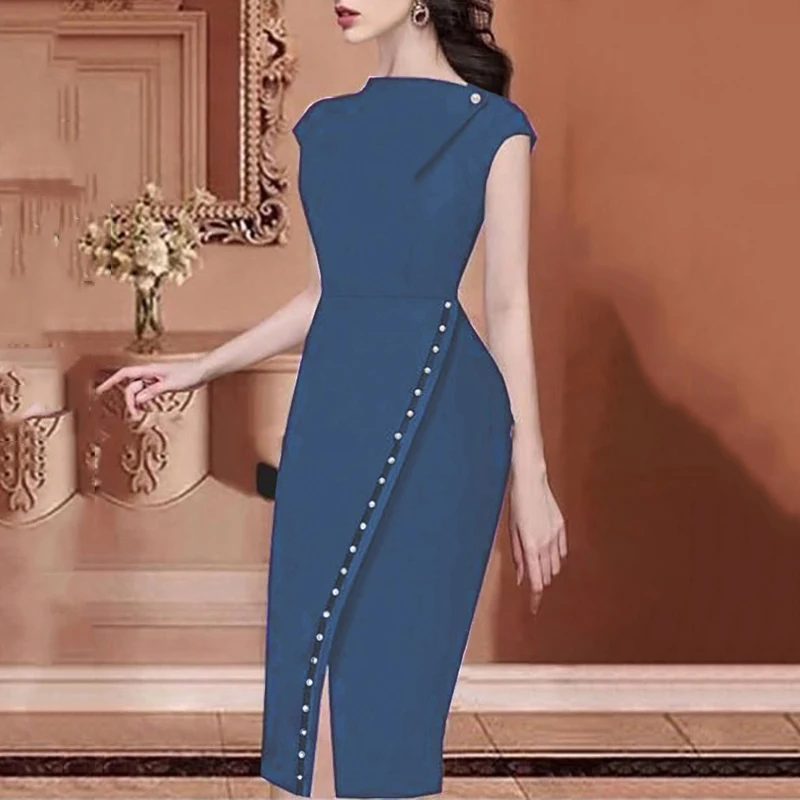 2019 Summer Women Office Dress Elegant Workwear Slit Prom Party Dress Solid Button Beading Embellished Slit Irregular Midi Dress
2019 Summer Women Office Dress Elegant Workwear Slit Prom Party Dress Solid Button Beading Embellished Slit Irregular Midi Dress