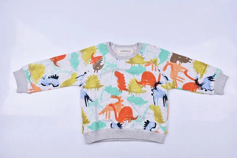 COOTELILI 80-120cm Cute Dinosaur Printed Long Sleeve Hoodies Sweatshirts Pullovers Children Tops For Girls Boys Clothes (2)