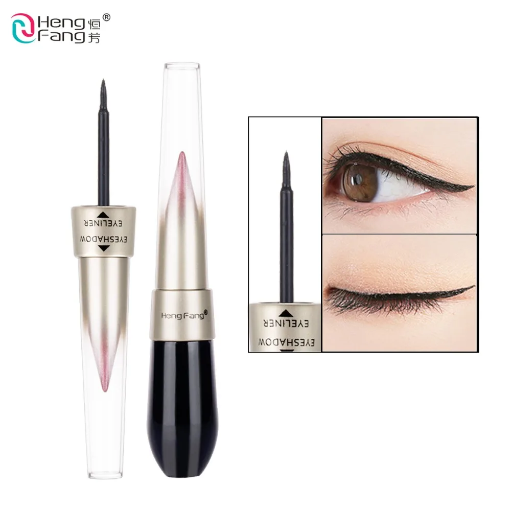 

HENGFANG Eye Shadow & Liner Double Head Makeup Tool Black Eyeliner Pen 6Colors Shimmer Glitter Eyeshadow Sombra Maquillage Yeux