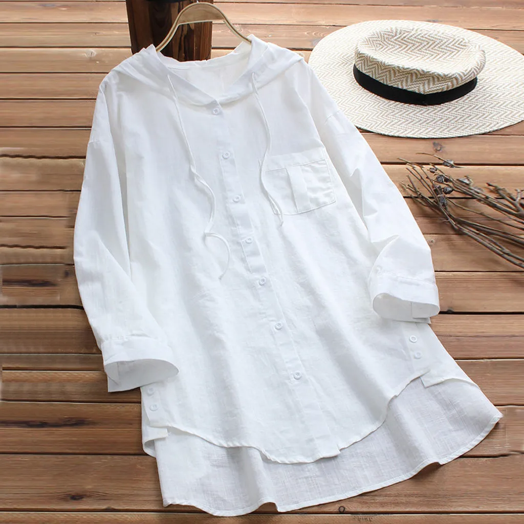 Blouse Women Casual Loose Linen Hooded Soild Button Long Sleeve Long Shirt Blouse Tops Blusa Feminina Womens Tops And Blouses
Blouse Women Casual Loose Linen Hooded Soild Button Long Sleeve Long Shirt Blouse Tops Blusa Feminina Womens Tops And Blouses