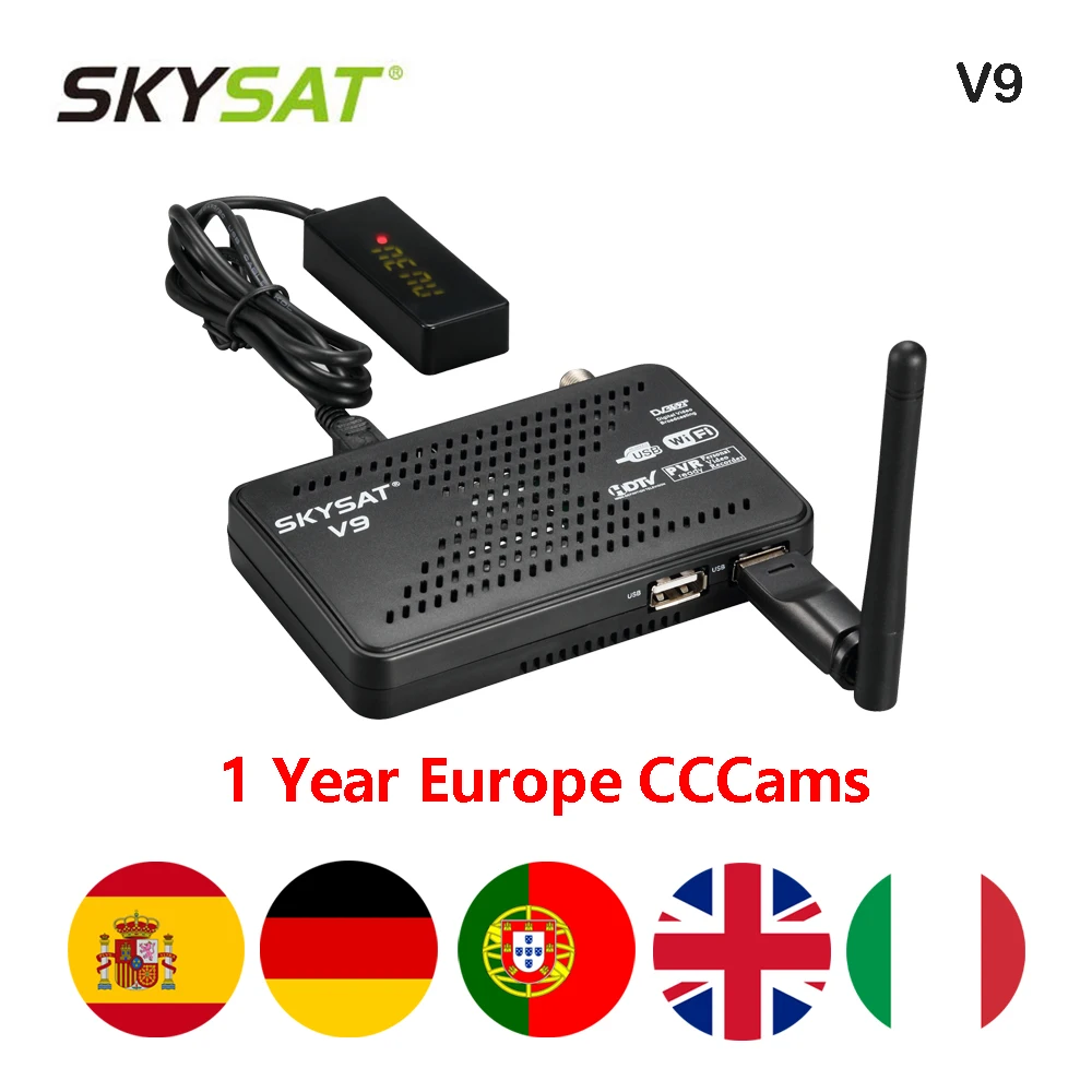 SKYSAT V9 mini HD Satellite Receiver with 1 year CCCams Cline for Spain Germany support WiFi Autoroll PowerVu Biss HD Receptor
SKYSAT V9 mini HD Satellite Receiver with 1 year CCCams Cline for Spain Germany support WiFi Autoroll PowerVu Biss HD Receptor