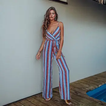New Fashion 2018 Women Sexy V-neck Strap Jumpsuit Romper Playsuit Striped Slimming Lady Summer Romoer
New Fashion 2018 Women Sexy V-neck Strap Jumpsuit Romper Playsuit Striped Slimming Lady Summer Romoer