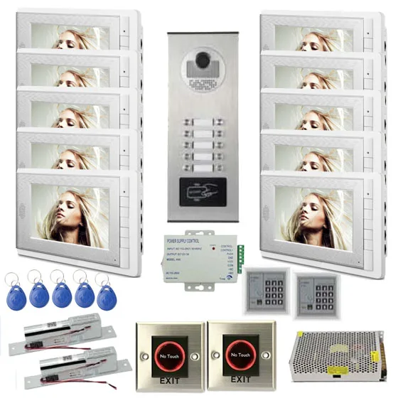 XINSILU New Arrival 10-apartments Intercom System Doorbell 7"Video Door Phone IR Camera w/t ID Card /Remote control Unlocking
XINSILU New Arrival 10-apartments Intercom System Doorbell 7"Video Door Phone IR Camera w/t ID Card /Remote control Unlocking