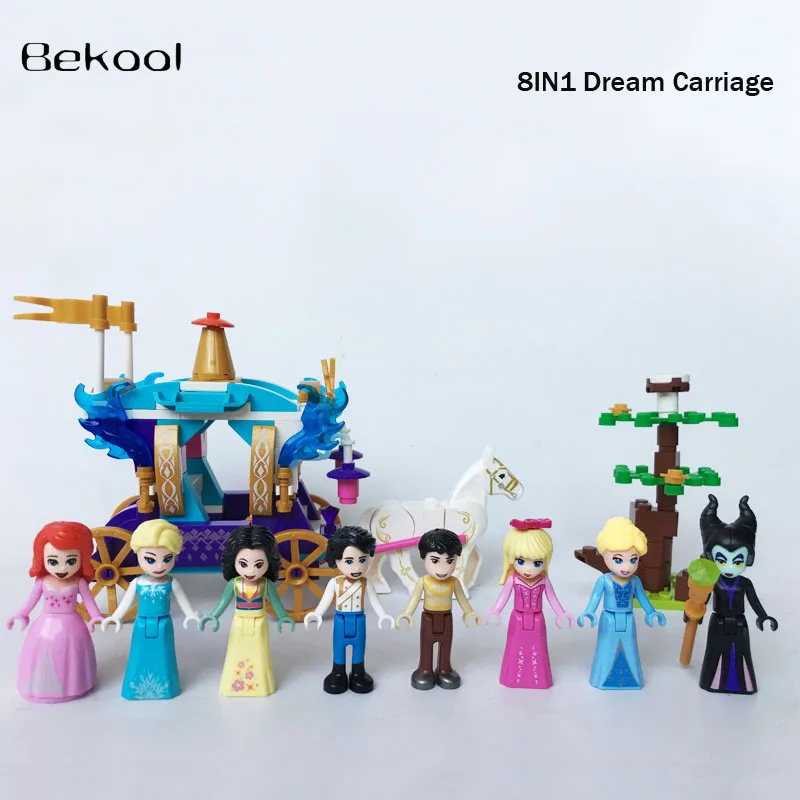 NEW BRAND 8pcs/lot Princess Royal Carriage Set Cinderella Anna Elsa Girl Dream MiniFigs Compatible legoe Building Kid toys
NEW BRAND 8pcs/lot Princess Royal Carriage Set Cinderella Anna Elsa Girl Dream MiniFigs Compatible legoe Building Kid toys