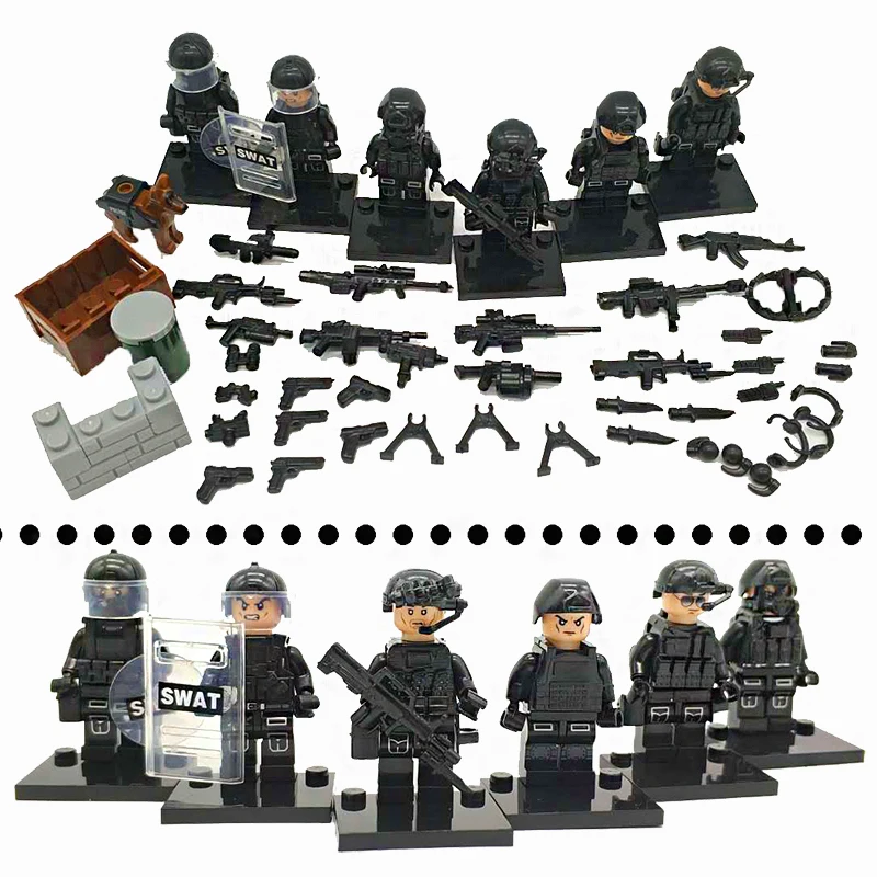 HOT 6pcs SAWT personnel Modern military special police commando special forces weapons building blocks toy Compatible LegoINGlys 
HOT 6pcs SAWT personnel Modern military special police commando special forces weapons building blocks toy Compatible LegoINGlys