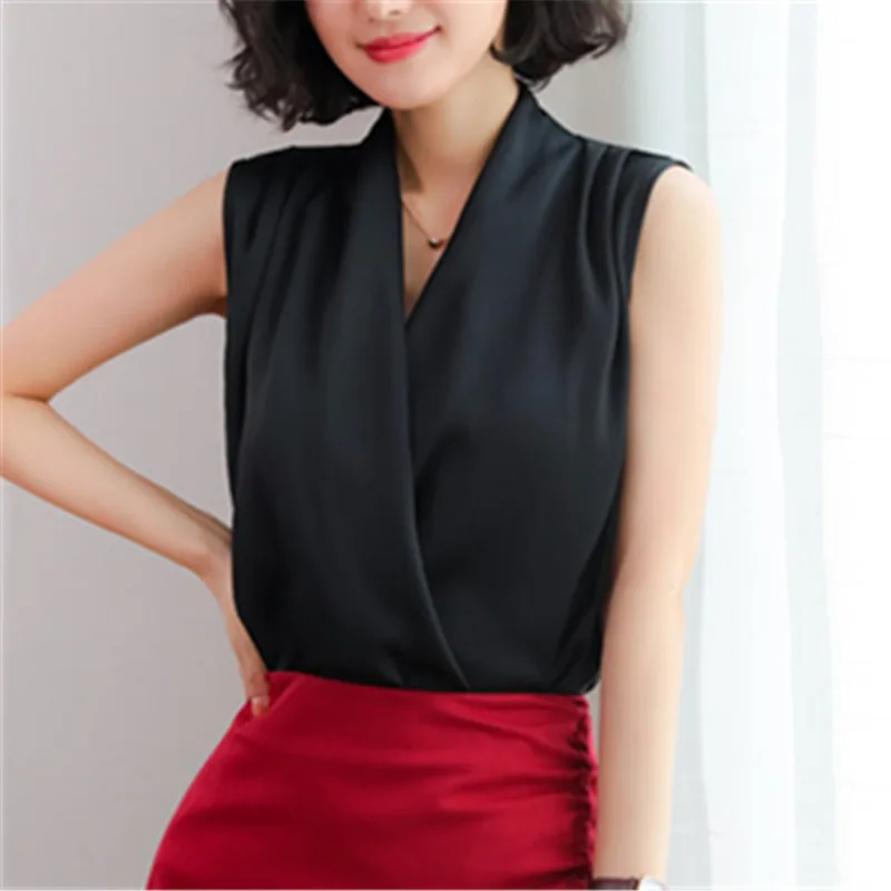 2019 New Fashion Summer Women Blouses And Top Sleeveless V Neck Solid Color Chiffon Female Casual Ladies Elegant Clothing Blusas
2019 New Fashion Summer Women Blouses And Top Sleeveless V Neck Solid Color Chiffon Female Casual Ladies Elegant Clothing Blusas