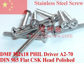Stainless Steel Screws M2x18 Flat Head 0# Phillips Driver DIN 965 A2-70 Polished 100 pcs
Stainless Steel Screws M2x18 Flat Head 0# Phillips Driver DIN 965 A2-70 Polished 100 pcs