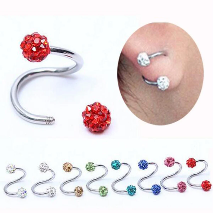 1Piece Stainbless Steel Spiral Full Crystal Ball Twister Rings Lip earring labret Rings Tragus Helix Body Piercing Jewelry
1Piece Stainbless Steel Spiral Full Crystal Ball Twister Rings Lip earring labret Rings Tragus Helix Body Piercing Jewelry