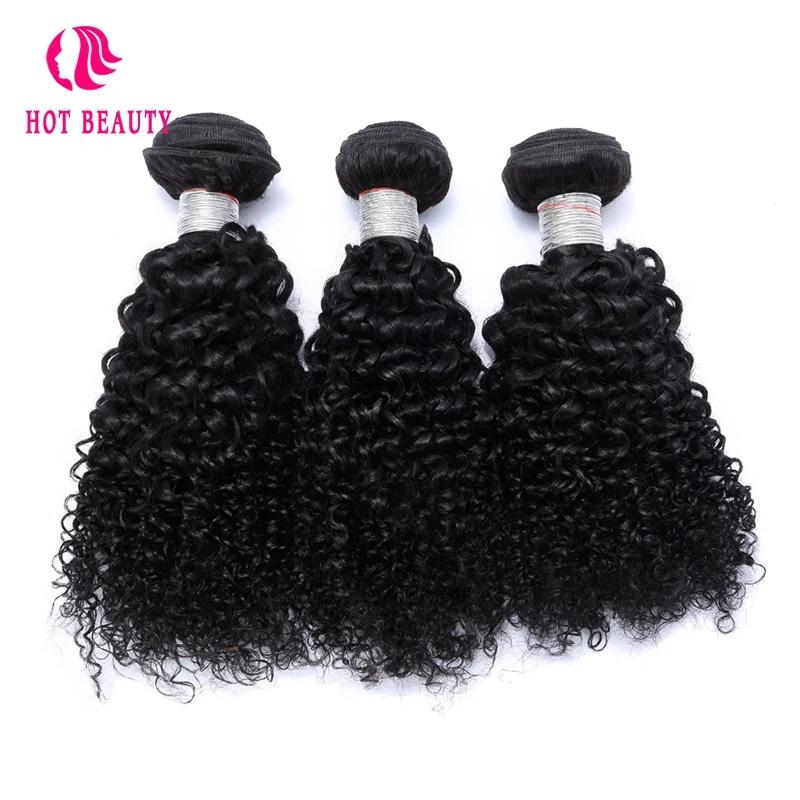 

Hot Beauty Hair 3 Bundles Deal Kinky Curly Peruvian Remy Hair Human Hair 10-28 Inch Hair Weave Natural Color Free Shipping