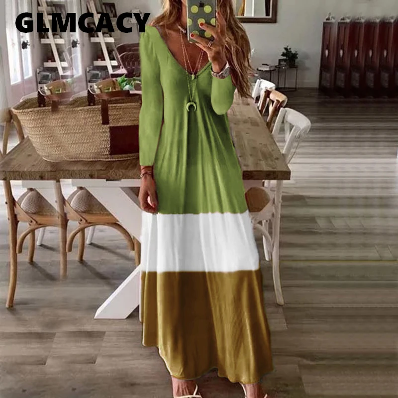 Women Ombre Color V Neck Dress Long Sleeve Autumn Winter Beach Dress Casual Long Maxi Dresses Robe Femmale Vestidos Mujer
Women Ombre Color V Neck Dress Long Sleeve Autumn Winter Beach Dress Casual Long Maxi Dresses Robe Femmale Vestidos Mujer
