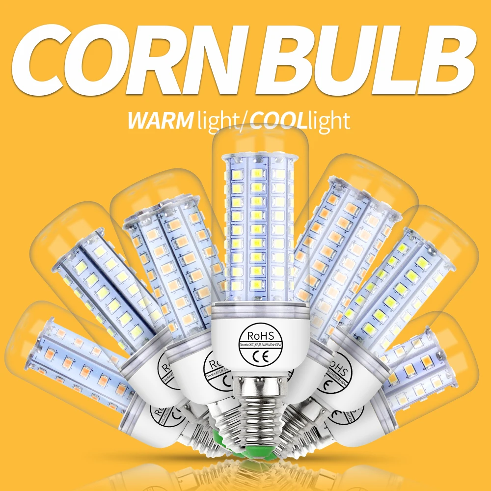 

E27 LED Corn lights Bulb E14 LED Lamp GU10 7W 12W 15W 20W 25W 30W 35W Candle 2835 SMD 5730 Lampen 30 36 48 56 69 89 102leds 220V