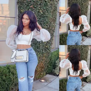 Women Girls Mesh Sheer Chic Crop Top Long Sleeve Low Cut Sleeve Spliced Shirt Casual Transparent Blouse Tops
Women Girls Mesh Sheer Chic Crop Top Long Sleeve Low Cut Sleeve Spliced Shirt Casual Transparent Blouse Tops