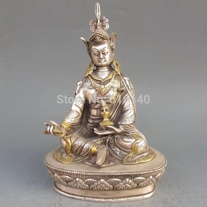 

Vintage Tibet Silver Copper Gilt Tibetan Buddhism Statue --- Green Tara Buddha