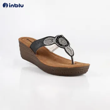 

INBLU slippers flip flops rhinestone and low-Black