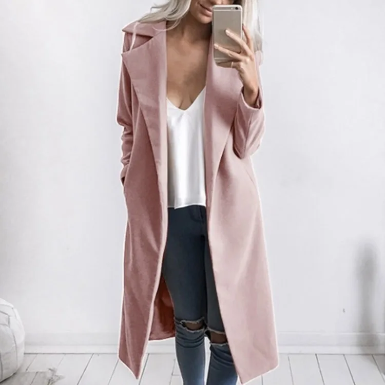 Autumn Winter Coat Women Wide Lapel Whith Pocket Wool Blend Coat Slim Long Trench Outwear Wool Coats Female Manteau 2018
Autumn Winter Coat Women Wide Lapel Whith Pocket Wool Blend Coat Slim Long Trench Outwear Wool Coats Female Manteau 2018