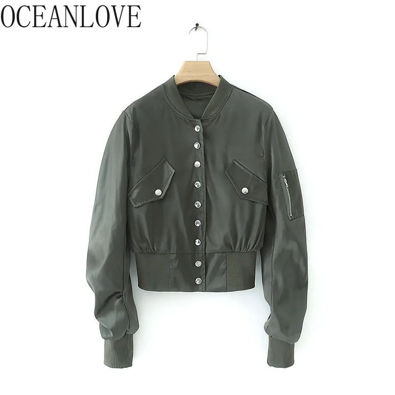 OCEANLOVE Autmn Women Jacket Solid Short Single Breasted Stand Collar Chaqueta Mujer 2019 Stand Collar Pleated Jackets 12711
OCEANLOVE Autmn Women Jacket Solid Short Single Breasted Stand Collar Chaqueta Mujer 2019 Stand Collar Pleated Jackets 12711