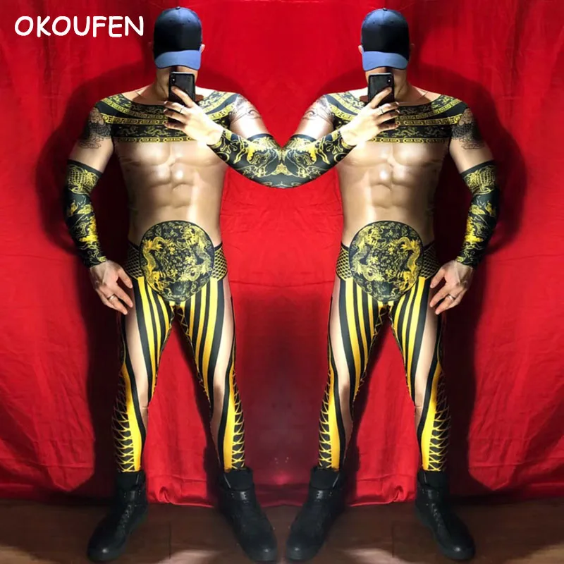 Chinese Style Men Fashion Black Dragon Robe Stage costumes Nightclubs Male Singer DJ Costumes performance dance clothing
Chinese Style Men Fashion Black Dragon Robe Stage costumes Nightclubs Male Singer DJ Costumes performance dance clothing