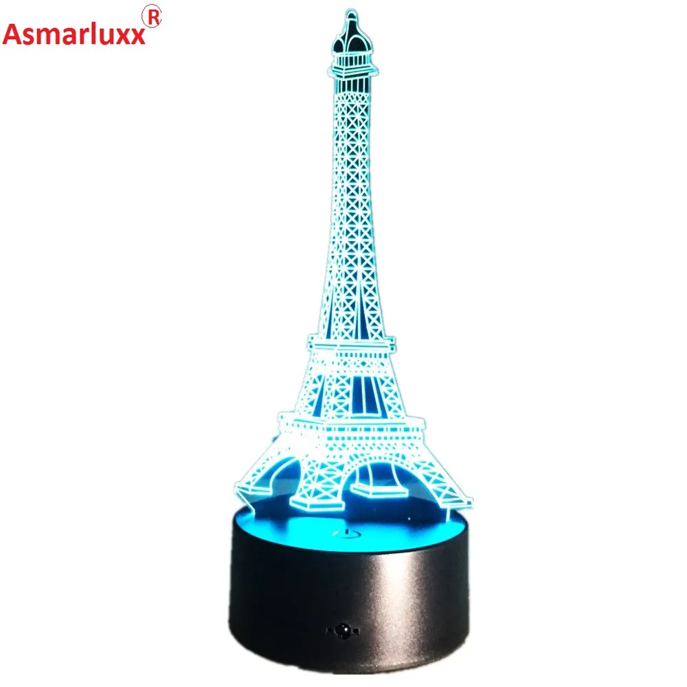 3D светодиодный Иллюзия USB светильник s La Tour Эйфелева башня настольная лампа с
