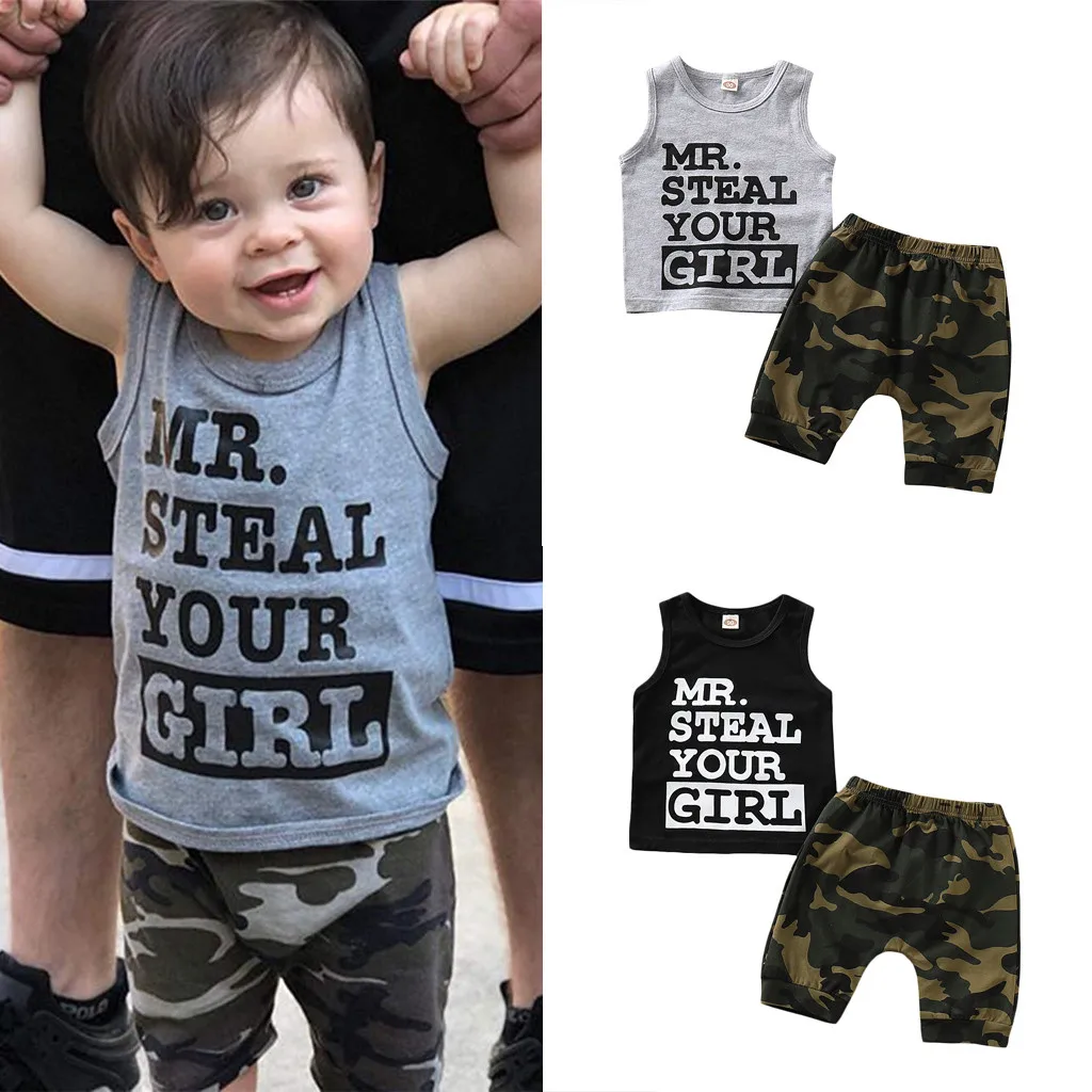 MUQGEW Two Piece Set Summer Clothes Set For Toddler Baby Boy Clothes Vest T shirt Tops+Camouflage Shorts Pants Outfits Set
MUQGEW Two Piece Set Summer Clothes Set For Toddler Baby Boy Clothes Vest T shirt Tops+Camouflage Shorts Pants Outfits Set
