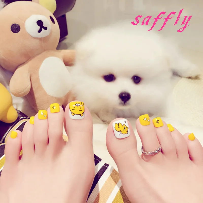 2017 Summer 24pcs/ New pattern Fake nail patches yellow toenails Cute Little Bear foot nails girl toenails with Glue sticker
2017 Summer 24pcs/ New pattern Fake nail patches yellow toenails Cute Little Bear foot nails girl toenails with Glue sticker