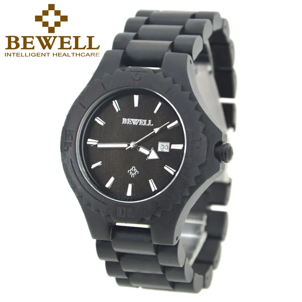 BEWELL Quartz Wooden Watch Natural Black Watch Handmade Sandalwood Watches for Men Luminous Pointers Date Display in Box 023B
BEWELL Quartz Wooden Watch Natural Black Watch Handmade Sandalwood Watches for Men Luminous Pointers Date Display in Box 023B