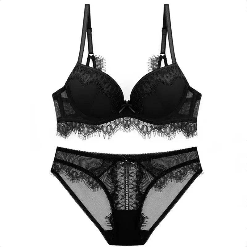 New French sexy eyelash lace small chest thin and thick gathered beauty back bra set
New French sexy eyelash lace small chest thin and thick gathered beauty back bra set